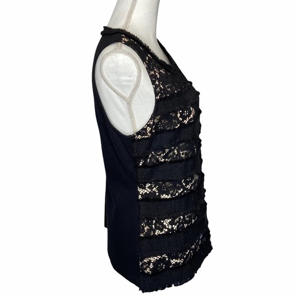 J. Crew Fringey Top in Tweed and Lace Black NWT - Picture 3 of 10